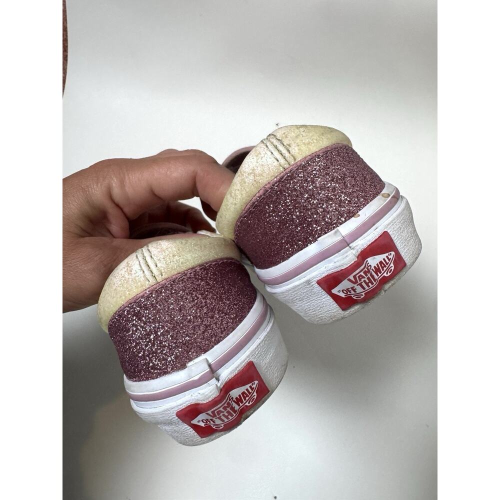 Vans Classic Slip On Kids Girls Pink Glitter Size 13.5 Sneakers Skate Shoe - Picture 3 of 8